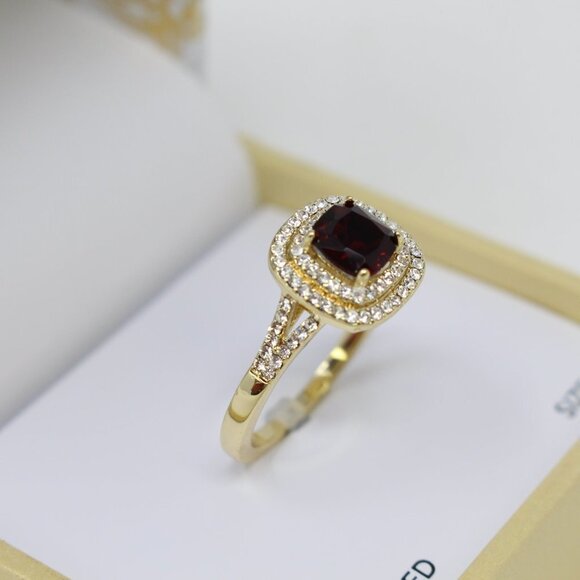 Charter Club Jewelry - Charter Club Gold Plated Pave Square Garnet 9